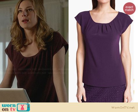 St John Collection Purple Crepe Top worn by Emily VanCamp on Revenge