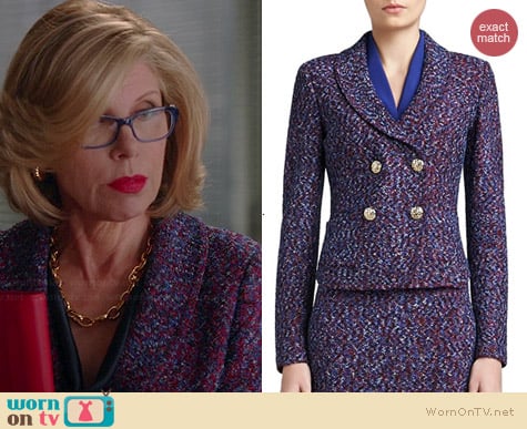 St John Collection Looped Lash Tweed Knit Jacket worn by Christine Baranski on The Good Wife