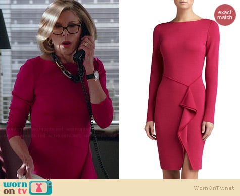 St John Collection Milano Knit Bateau Neck Long Sleeve Draped Dress worn by Christine Baranski on The Good Wife