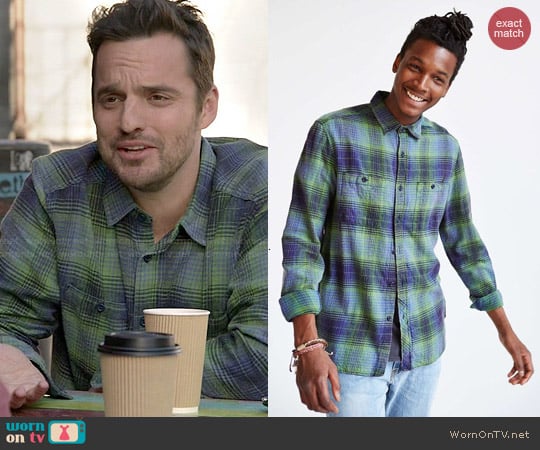 Stapleford Mission Washed Flannel Button-Down worn by Nick Miller (Jake Johnson) on New Girl