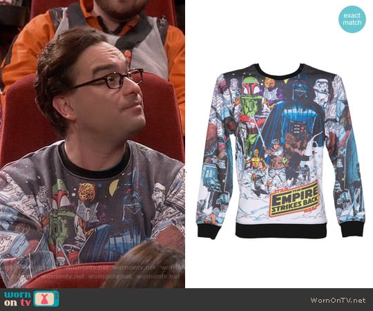 Star Wars Vintage Hoth Fleece Sublimation Print Sweatshirt worn by Leonard Hofstadter (Johnny Galecki) on The Big Bang Theory