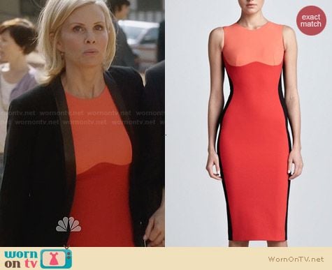 Stella McCartney Contoured Colorblock Sheath Dress in Coral worn by Monica Potter on Parenthood