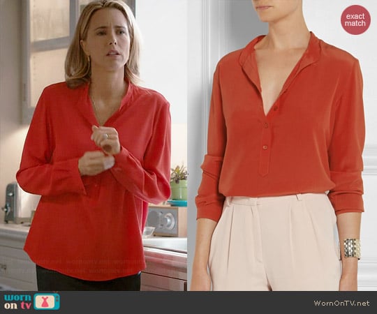 Stella McCartney Eve Silk Crepe de Chine Top worn by Tea Leoni on Madam Secretary