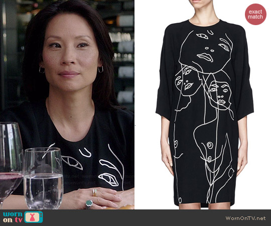 Stella McCartney Face Graphic Shift Dress worn by Joan Watson on Elementary