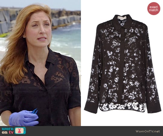 Stella McCartney Sheer Floral Blouse worn by Maura Isles (Sasha Alexander) on Rizzoli and Isles