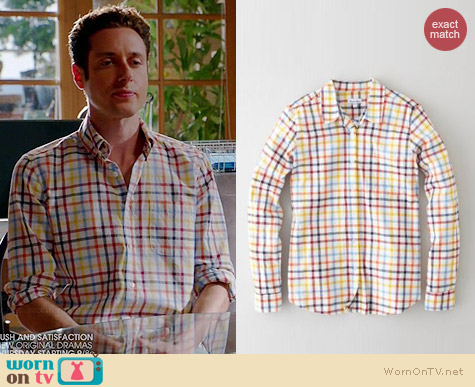 Steven Alan Reverse Seam Shirt in Ecru Multi Grid worn by Paulo Costanzo on Royal Pains