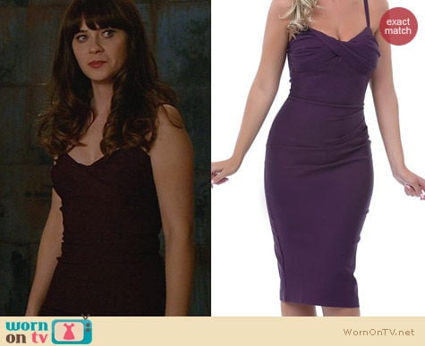 Stop Staring! Million Dollar Baby Wiggle Dress in Eggplant worn by Zooey Deschanel