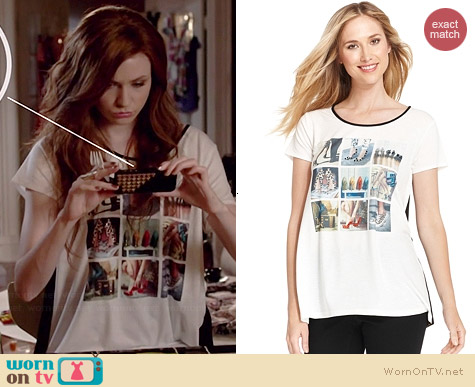 Style & Co Shoe Print Cheetah Back Tee worn by Karen Gillan on Selfie