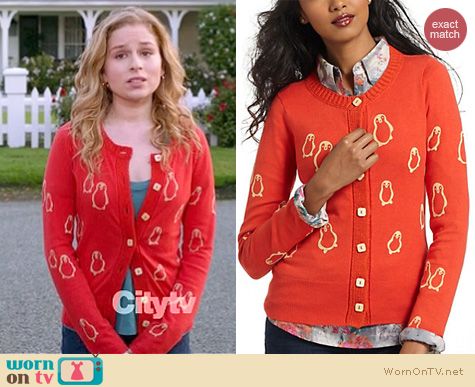 Suburgatory Fashion: Anthropologie Flocked Penguins cardigan worn by Allie Grant