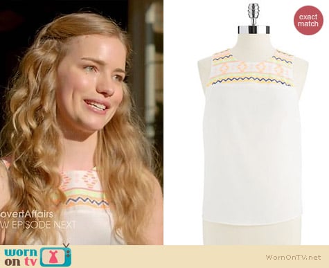 Sugarlips Aztec Print Pleated Tank worn by Willa Fitzgerald on Royal Pains