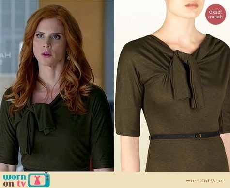 Suits Fashion: Gucci Viscose Jersey Bow Dress worn by Sarah Rafferty