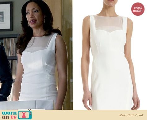 Suits Fashion: Narciso Rodriguez White Sheer Inset dress worn by Gina Torres