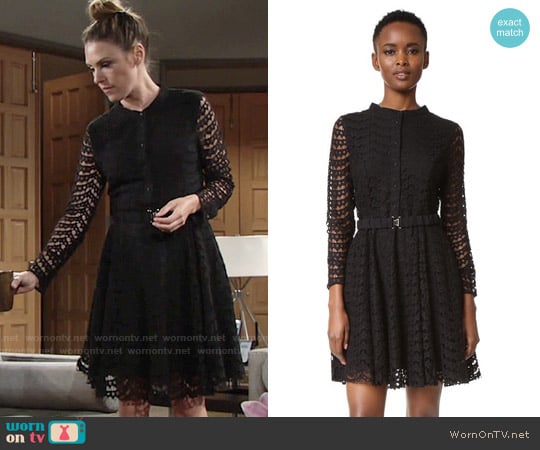 Suncoo Charline Belted Dress worn by Chloe Mitchell (Elizabeth Hendrickson) on The Young and the Restless