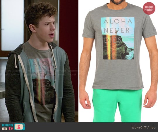 Sundek Aloha Never Dies Photographic Print T-shirt worn by Luke Dunphy (Nolan Gould) on Modern Family