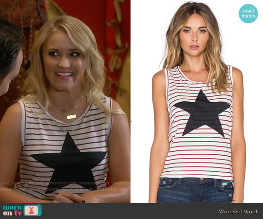 Sundry Striped Star Muscle Tank worn by Gabi Diamond (Emily Osment) on Young and Hungry