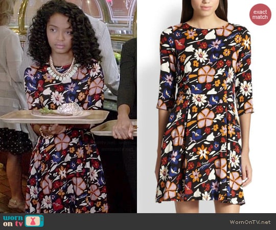 Suno Floral Fit & Flare Dress worn by Yara Shahidi on Black-ish