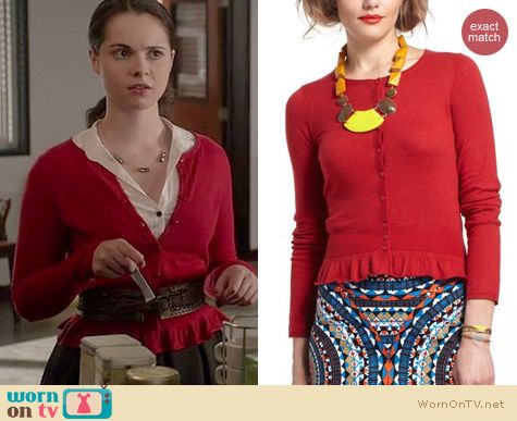 Switched at Birth Fashion: Anthropologie Ruffled peplum cardigan worn by Vanessa Marano