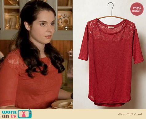 Switched at Birth Fashion: Anthropologie Scalloped lace blouse worn by Vanessa Marano