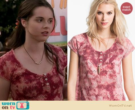 Switched at Birth Fashion: Free People Tie Dye Eyelet tee worn by Vanessa Marano