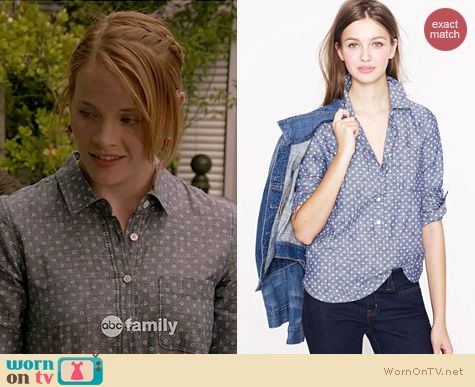 Switched at Birth Fashion: J. Crew Circle print chambray popover shirt worn by Katie Leclerc