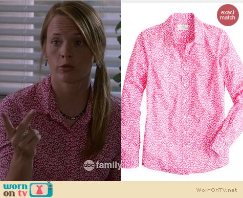 Switched at Birth Fashion: J. Crew Liberty Perfect shirt in Glenjade worn by Katie Leclerc