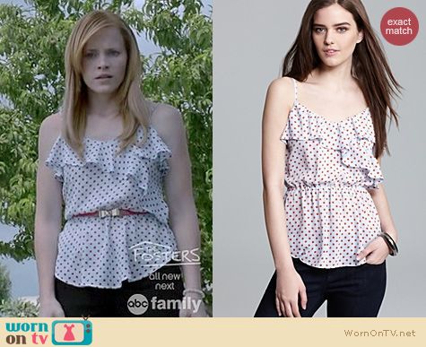 Switched at Birth Fashion: Patterson J Kincaid polka dot ruffle top worn by Katie Leclerc