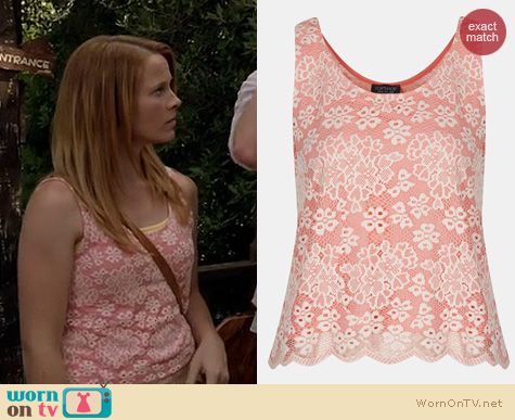 Switched at Birth Fashion: Topshop Sheer back floral lace tank worn by Katie Leclerc