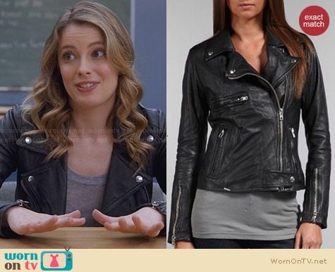 Sword Novara Moto Leather Jacket worn by Gillian Jacobs on Community