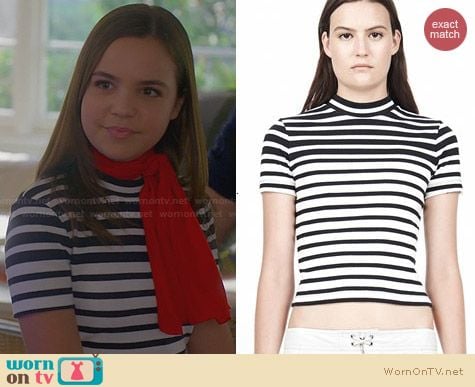 T by Alexander Wang Engineer Stripe Crop Top worn by Bailee Madison