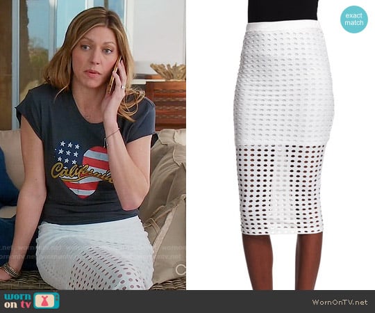 T by Alexander Wang Eyelet Jacquard Pencil Skirt worn by Josslyn Carver (Jes Macallan) on Mistresses