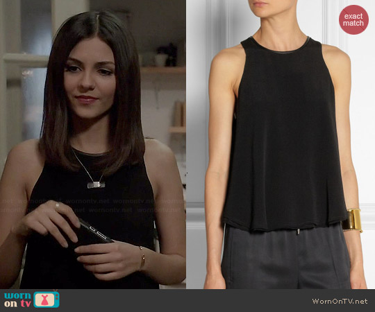 T By Alexander Wang Leather Trim Double Layer Tank worn by Lindy Sampson (Victoria Justice) on Eye Candy