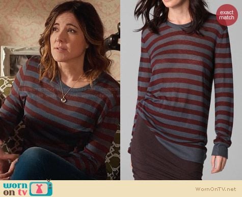 T by Alexander Wang Long Sleeve Stripe Tee worn by Christa Miller on Cougar Town