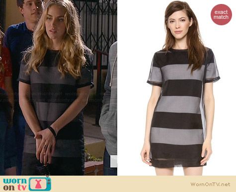 T by Alexander Wang Organza Overlay Striped Knit Tee Dress worn by Elizabeth Whitson on Awkward