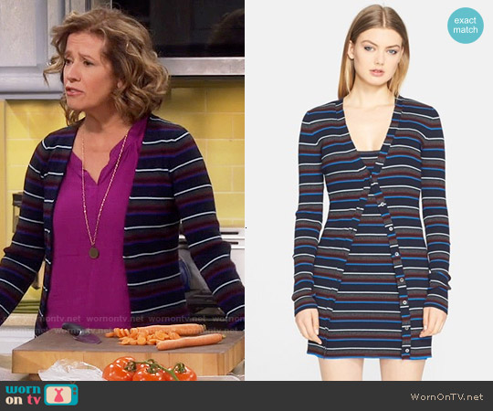 T By Alexander Wang Superfine Merino Wool Cardigan worn by Vanessa Baxter (Nancy Travis) on Last Man Standing