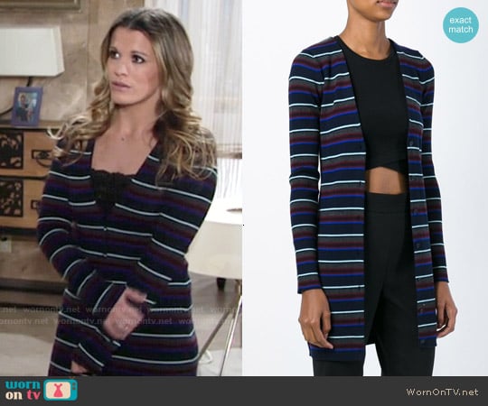 T by Alexander Wang Striped Fitted Cardigan worn by Chelsea Lawson (Melissa Claire Egan) on The Young and the Restless