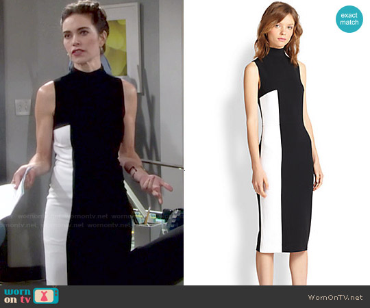 Tanya Taylor 'Lola' Two Tone Turtleneck Dress worn by Victoria Newman (Amelia Heinle) on The Young and the Restless