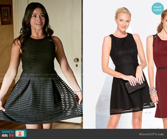 Target Black Eyelet Stripe Dress worn by Jane Villanueva (Gina Rodriguez) on Jane the Virgin