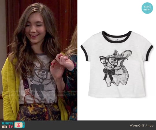 Target Girls' Cute Bunny Sketch Tee worn by Riley Matthews (Rowan Blanchard) on Girl Meets World