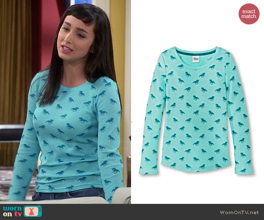 Target Horse Print Thermal Tee worn by Molly Ephraim on Last Man Standing