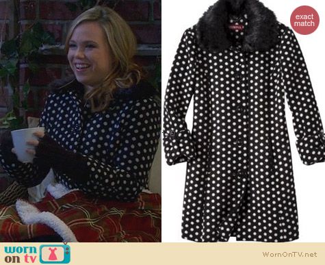 Target Merona Polka Dot Luxe Coat worn by Amanda Fuller on Last Man Standing