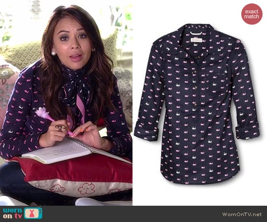 Merona Popover Favorite Shirt in Whale Print worn by Janel Parrish on PLL