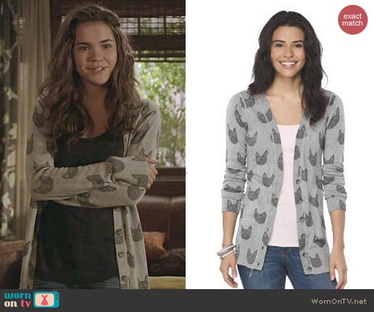 Mossimo Cat Printed Boyfriend Cardigan worn by Maia Mitchell on The Fosters