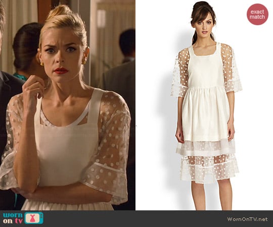 TBA (To Be Adored) Silk Pinafore Sheer Polka Dot Underlay Dress worn by Jaime King on Hart of Dixie