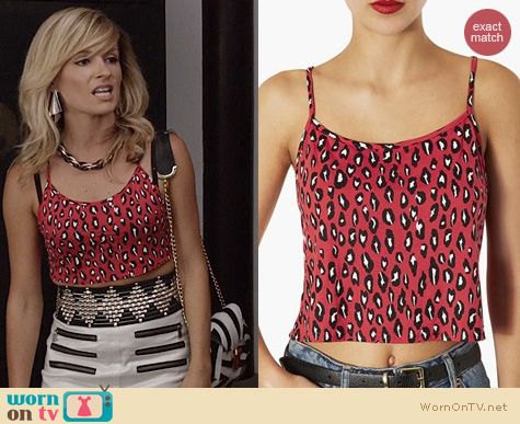 TCD Fashion: Topshop pink leopard crop top worn by Lindsey Gort