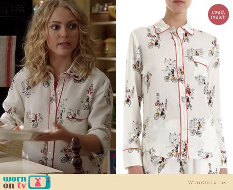 The Carrie Diaries Pajamas: Piamita City Tour Isabella Pajama Shirt worn by Carrie Bradshaw