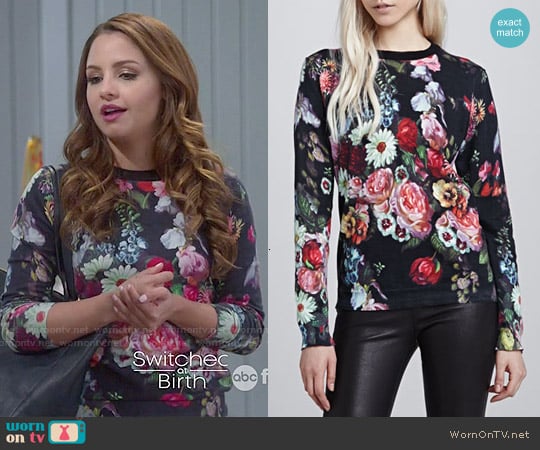 Ted Baker Edryss Oil Painting Printed Sweater worn by Sofia Rodriguez (Aimee Carrero) on Young and Hungry