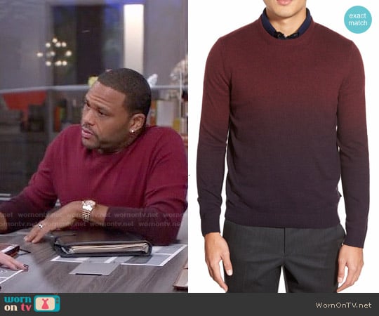 Ted Baker 'Holaday' Ombré Crewneck Sweater worn by Andre Johnson (Anthony Anderson) on Black-ish