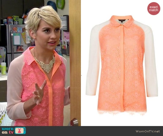 Ted Baker Abra Lace Shirt worn by Chelsea Kane on Baby Daddy