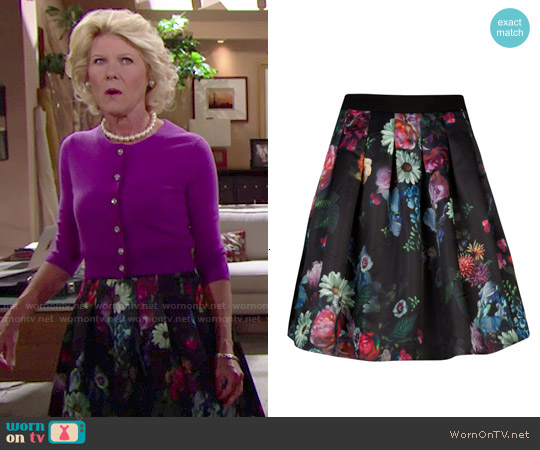 Ted Baker Full Skirt in All Over Floral Print worn by Pamela Douglas (Alley Mills) on The Bold and the Beautiful