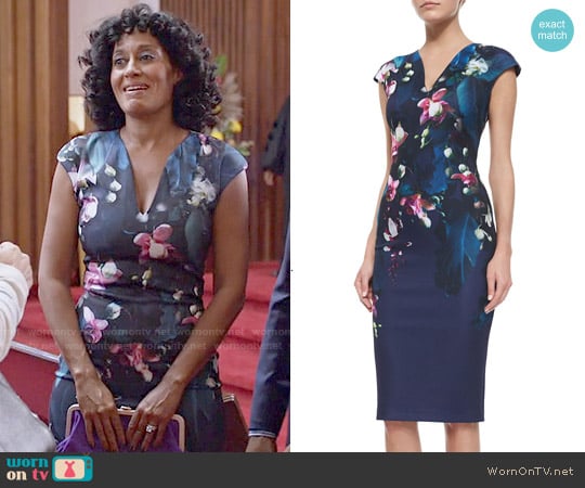 Ted Baker 'Antonya' Floral Sheath Dress worn by Rainbow Johnson (Tracee Ellis Ross) on Black-ish